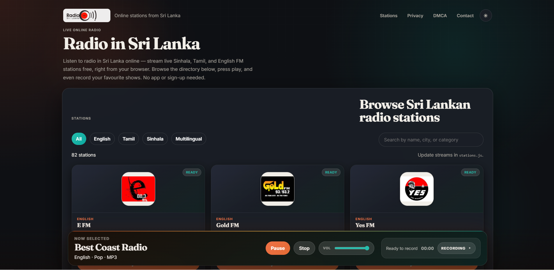 radio.insrilanka.xyz - Sri Lankan online radio website